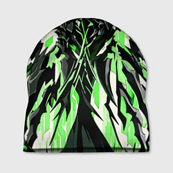 Шапка Чёрный материал и зелёные полосы, цвет: 3D-принт