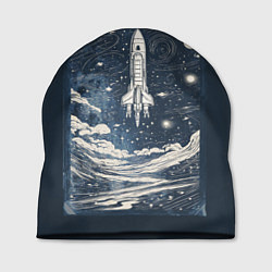 Шапка Винтажный постер космос титан ракета, цвет: 3D-принт