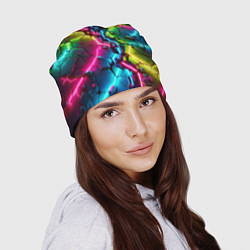 Шапка Трещина - неон, цвет: 3D-принт — фото 2