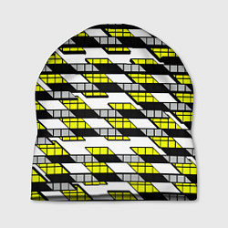 Шапка Жёлтые треугольники и квадраты на белом фоне, цвет: 3D-принт