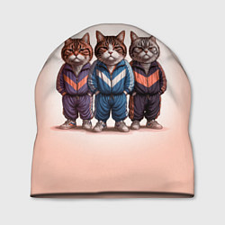 Шапка Три полосатых кота в спортивных костюмах пацана