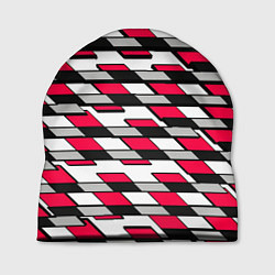 Шапка Красные четырёхугольники на белом фоне, цвет: 3D-принт
