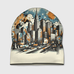 Шапка Рисунок города с небоскребами, цвет: 3D-принт