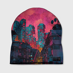 Шапка Абстрактный город в неоновых цветах, цвет: 3D-принт