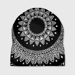 Шапка Мандала черно-белая с лепестками, цвет: 3D-принт