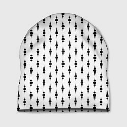 Шапка Белый в чёрный горошек узором, цвет: 3D-принт