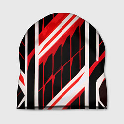 Шапка Red and white lines on a black background, цвет: 3D-принт