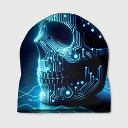 Шапка Cyber neon skull - ai art с дорожками на плате, цвет: 3D-принт