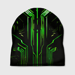 Шапка Green stripes on a black background, цвет: 3D-принт