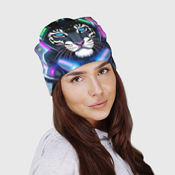 Шапка Яркий неоновый кибер тигр, цвет: 3D-принт — фото 2