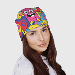 Шапка Причудливый узор с улыбающимся персонажем, цвет: 3D-принт — фото 2