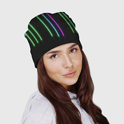 Шапка Neon stripes, цвет: 3D-принт — фото 2