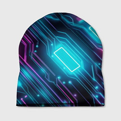 Шапка Неоновый узор киберпанк микросхемы, цвет: 3D-принт