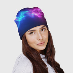 Шапка Звуковая волна неоновый узор, цвет: 3D-принт — фото 2