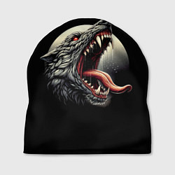 Шапка Волчья морда на фоне луны - нейроарт, цвет: 3D-принт