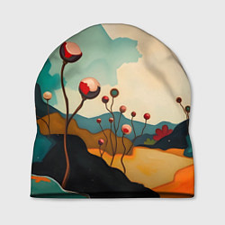 Шапка Сюрреалистичный пейзаж с цветами, цвет: 3D-принт