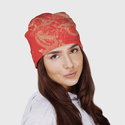 Шапка Золотые драконы на красном, цвет: 3D-принт — фото 2