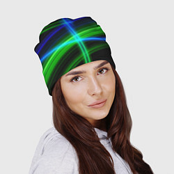 Шапка Color blue black green, цвет: 3D-принт — фото 2