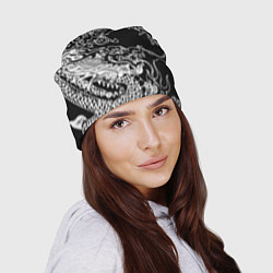 Шапка Белый дракон на черном, цвет: 3D-принт — фото 2
