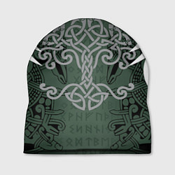 Шапка Древние руны и древо жизни с крыльями