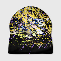 Шапка Желто синяя краска на черном, цвет: 3D-принт