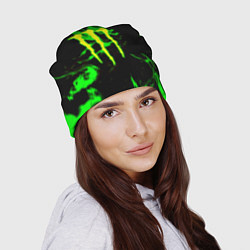 Шапка Monster energy кислотное лого огонь, цвет: 3D-принт — фото 2