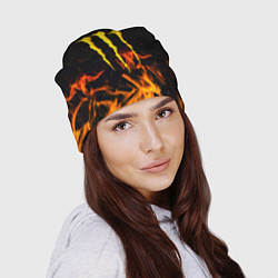 Шапка Monster energy orange fire, цвет: 3D-принт — фото 2