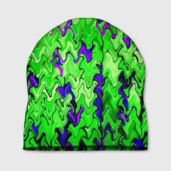 Шапка Ярко-зелёный стекающая абстаркция, цвет: 3D-принт