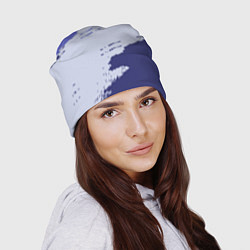 Шапка Сине-голубые неравномерные полосы, цвет: 3D-принт — фото 2