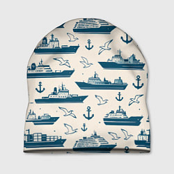 Шапка Морской паттерн из чаек, якорей и кораблей, цвет: 3D-принт