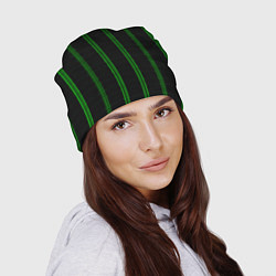 Шапка Color black cage green stripes, цвет: 3D-принт — фото 2