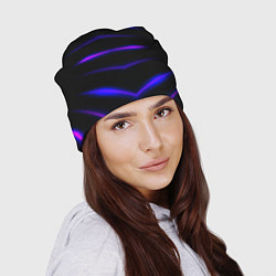 Шапка Color black neon stripes, цвет: 3D-принт — фото 2