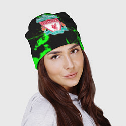 Шапка Liverpool зеленый огонь текстура, цвет: 3D-принт — фото 2
