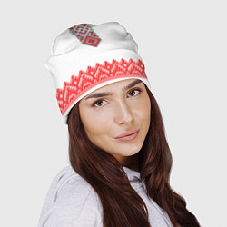 Шапка Славянская вышиванка с узорами и оберегом, цвет: 3D-принт — фото 2
