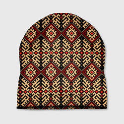 Шапка Славянский вышивной орнамент макошь, цвет: 3D-принт