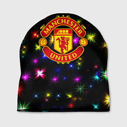 Шапка Манчестер Юнайтед праздничные огни, цвет: 3D-принт