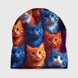 Шапка Разноцветные котики паттерн, цвет: 3D-принт