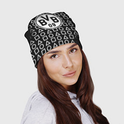 Шапка Borussia геометрия черно белая, цвет: 3D-принт — фото 2