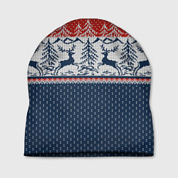 Шапка Вязаный узор с оленями, цвет: 3D-принт