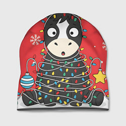 Шапка Лошадка в новогодних огоньках, цвет: 3D-принт