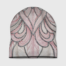 Шапка Нежно розовый орнамент из перьев, цвет: 3D-принт