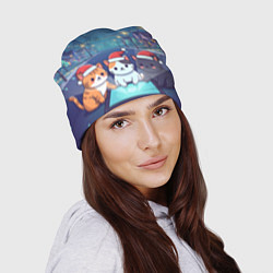 Шапка Новогодние котики с планшетом, цвет: 3D-принт — фото 2