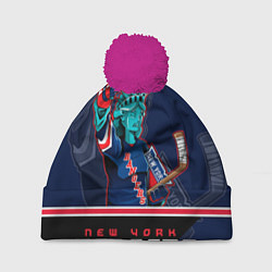 Шапка с помпоном New York Rangers, цвет: 3D-малиновый