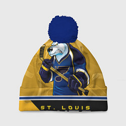 Шапка с помпоном St. Louis Blues, цвет: 3D-тёмно-синий