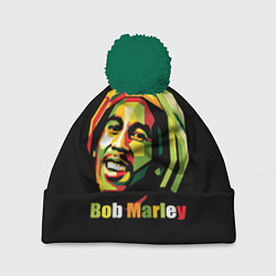 Шапка с помпоном Bob Marley Smile, цвет: 3D-зеленый