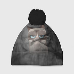 Шапка с помпоном Grumpy Cat, цвет: 3D-черный