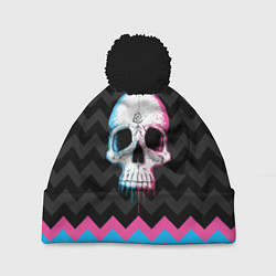 Шапка с помпоном Colored Skull, цвет: 3D-черный