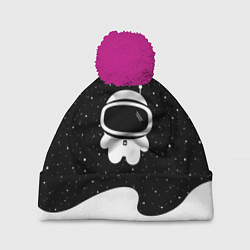 Шапка с помпоном Маленький космонавт, цвет: 3D-малиновый