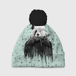 Шапка с помпоном Панда-художник, цвет: 3D-черный