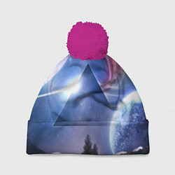 Шапка с помпоном Pink Floyd: Space, цвет: 3D-малиновый